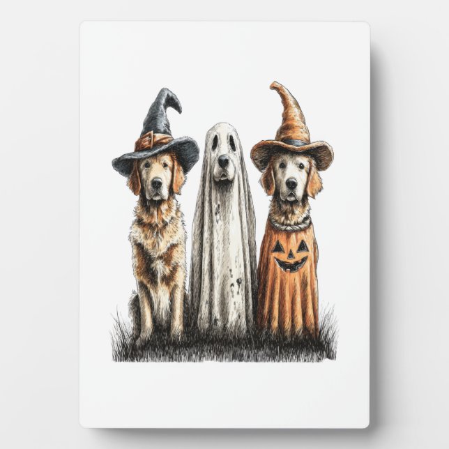 Halloween Ghost Golden Retriever Dog Plaque (Front)