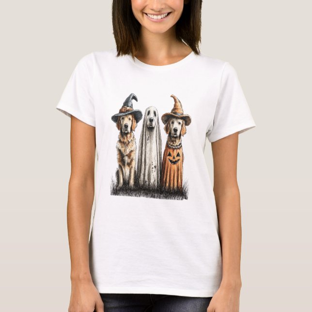 Halloween Ghost Golden Retriever Dog T-Shirt (Front)