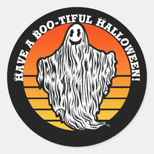Halloween Ghost Have a Boo-tiful Retro Vintage Classic Round Sticker