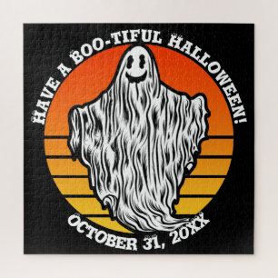 Halloween Ghost Have a Boo-tiful Retro Vintage Jigsaw Puzzle