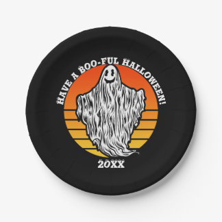 Halloween Ghost Have a Boo-tiful Retro Vintage Paper Plate