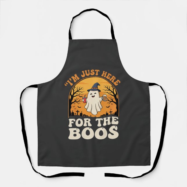 Halloween Ghost Here For The Boos Apron (Front)