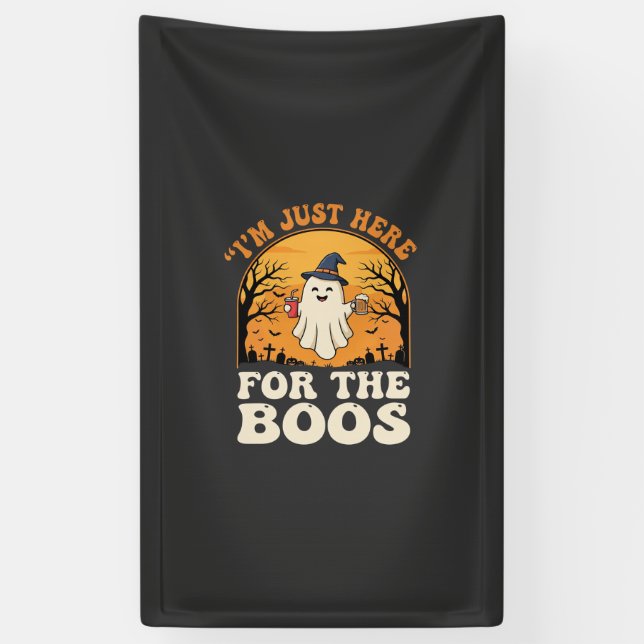 Halloween Ghost Here For The Boos Banner (Vertical)