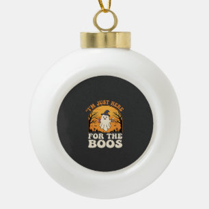 Halloween Ghost Here For The Boos Ceramic Ball Christmas Ornament