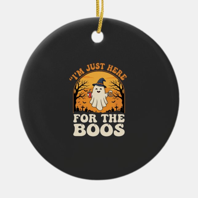 Halloween Ghost Here For The Boos Ceramic Tree Decoration (Front)