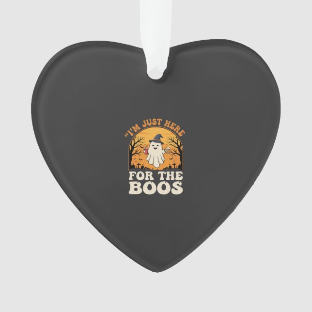 Halloween Ghost Here For The Boos Ornament (Front)