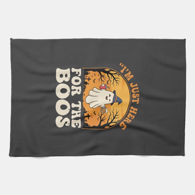 Halloween Ghost Here For The Boos Tea Towel (Horizontal)