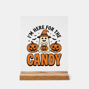 Halloween Ghost Here For The Candy Cute Vintage_1 Acrylic Sign