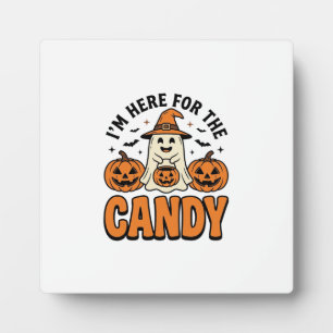 Halloween Ghost Here For The Candy Cute Vintage_1 Plaque