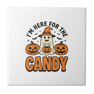Halloween Ghost Here For The Candy Cute Vintage_1 Tile