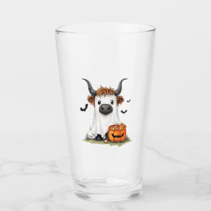 Halloween Ghost Highland Cow PNG Glass