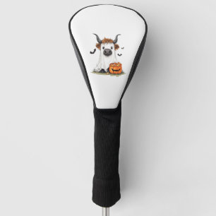 Halloween Ghost Highland Cow PNG Golf Head Cover