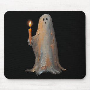Halloween Ghost Holding Candle Spooky Mouse Mat
