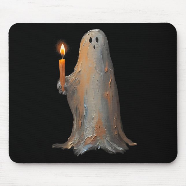 Halloween Ghost Holding Candle Spooky  Mouse Mat (Front)