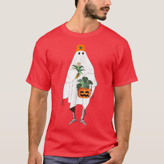 Halloween Ghost Holding Pumpkin Candy Bucket And H T-Shirt