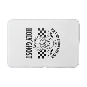 Halloween Ghost Holy Ghost Funny Vintage Checkerbo Bath Mat