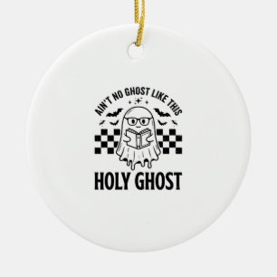 Halloween Ghost Holy Ghost Funny Vintage Checkerbo Ceramic Tree Decoration