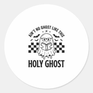 Halloween Ghost Holy Ghost Funny Vintage Checkerbo Classic Round Sticker