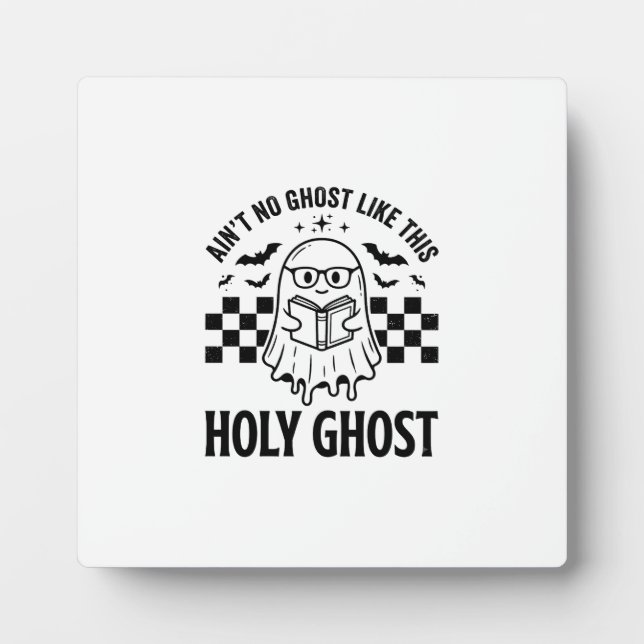 Halloween Ghost Holy Ghost Funny Vintage Checkerbo Plaque (Front)