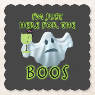 Halloween Ghost I'm Just Here for the Boos Paper C Coaster