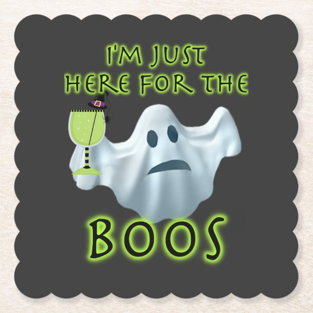Halloween Ghost I'm Just Here for the Boos Paper C Coaster (Front)