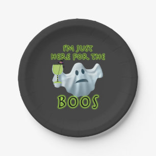 Halloween Ghost I'm Just Here for the Boos Paper Plate
