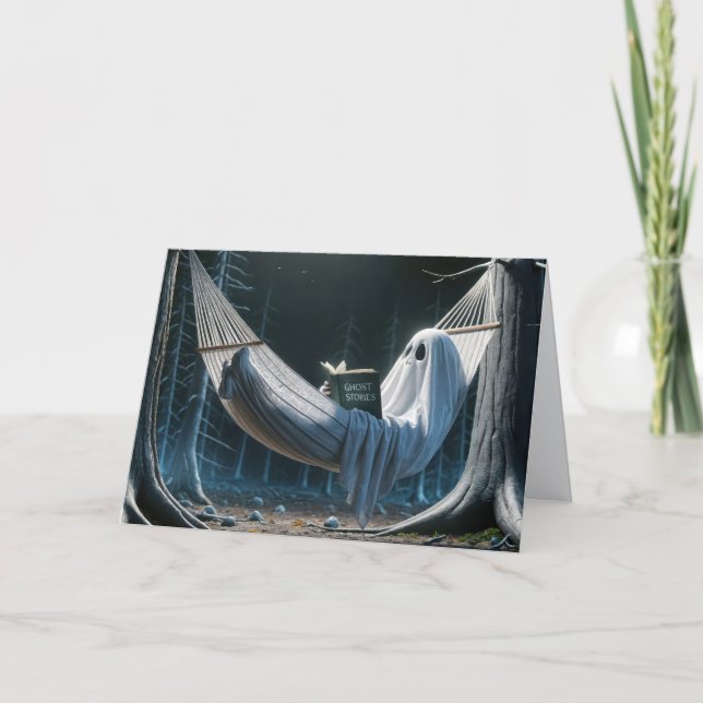 Halloween Ghost In a Hammock Card (Front)