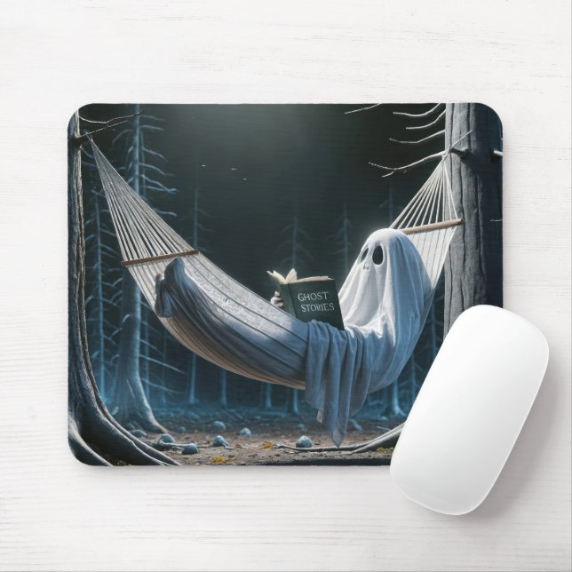 Halloween Ghost In a Hammock Mouse Mat (With Mouse)