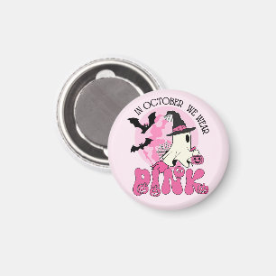 Halloween Ghost In October we Wear Pink Magnet