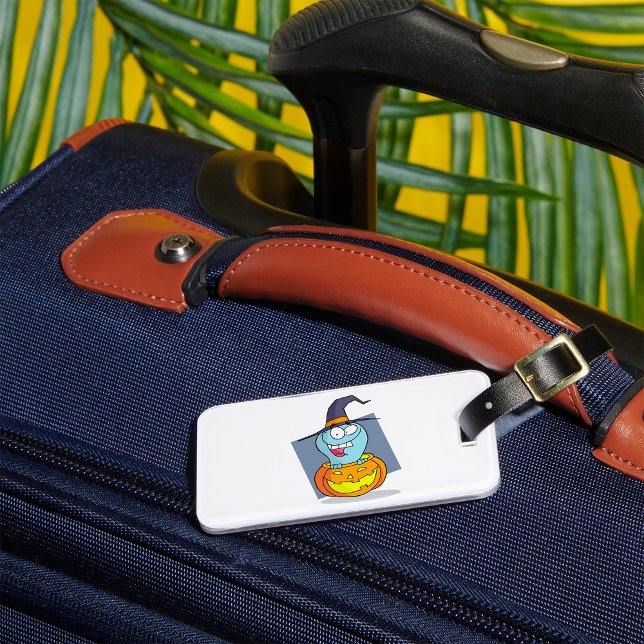 Halloween Ghost in Pumpkin Spooky Witch  Luggage Tag (Creator Uploaded)