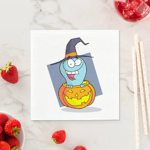 Halloween Ghost in Pumpkin Spooky Witch Napkin