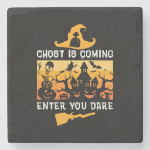 Halloween Ghost Is Coming Enter You Birthday Stone Coaster