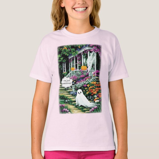 Halloween Ghost Is Just Practicing Funny T-Shirt (Front)