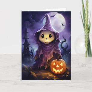 Halloween Ghost Jack-o'-lantern Illustration Card