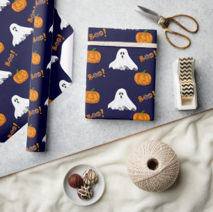 Halloween Ghost Jack O' Lantern Pattern Wrapping Paper