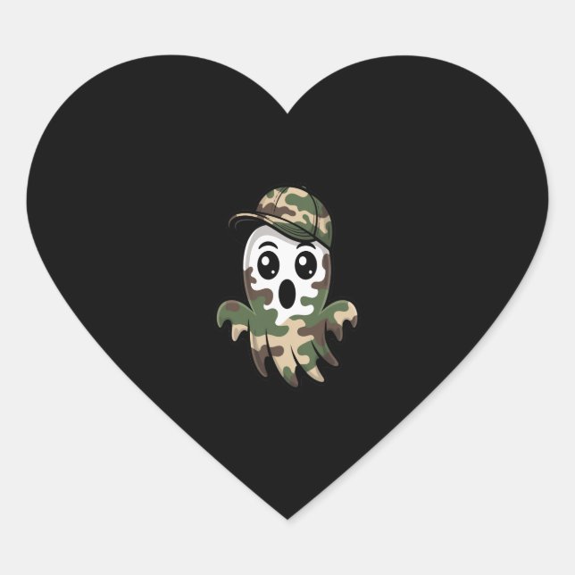 Halloween Ghost Kids Heart Sticker (Front)