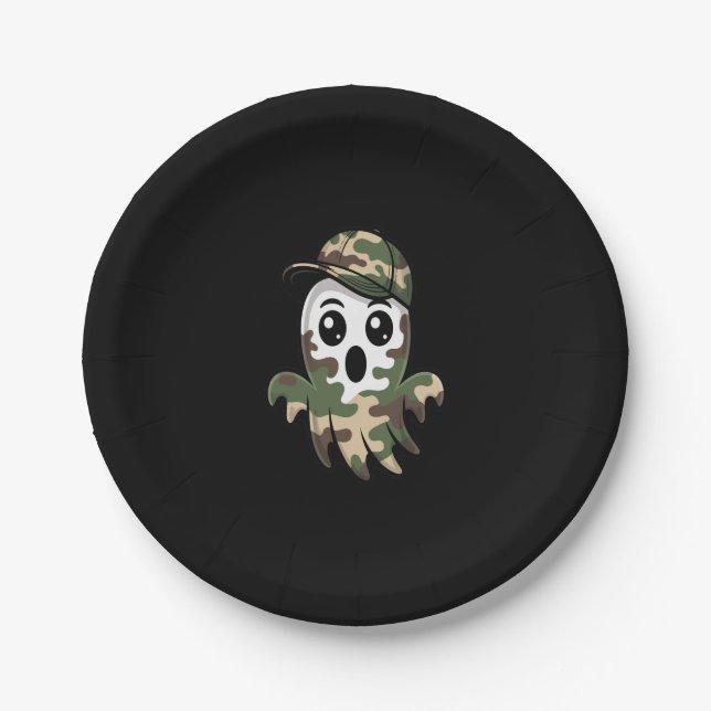 Halloween Ghost Kids Paper Plate (Front)