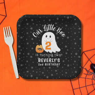 Halloween Ghost Little Boo 2nd Birthday Paper Plate