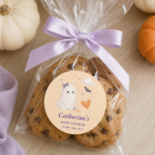 Halloween Ghost Little Boo Baby Shower Classic Round Sticker