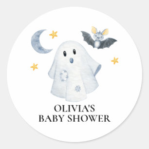 Halloween Ghost Little Boo Baby Shower Classic Round Sticker