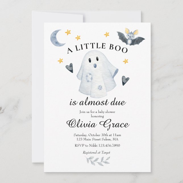 Halloween Ghost Little Boo Baby Shower Invitation (Front)