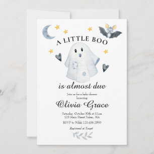 Halloween Ghost Little Boo Baby Shower Invitation