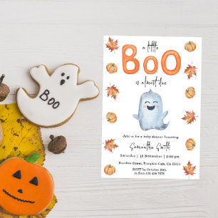 Halloween Ghost Little Boo Baby Shower Invitation