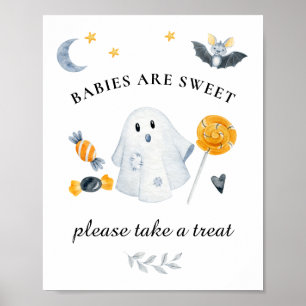 Halloween Ghost Little Boo Baby Shower Sweets Sign