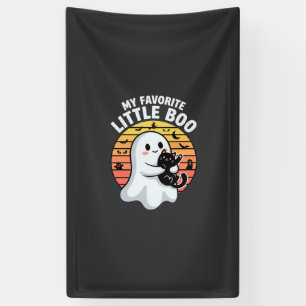 Halloween Ghost Little Boo Cat Banner