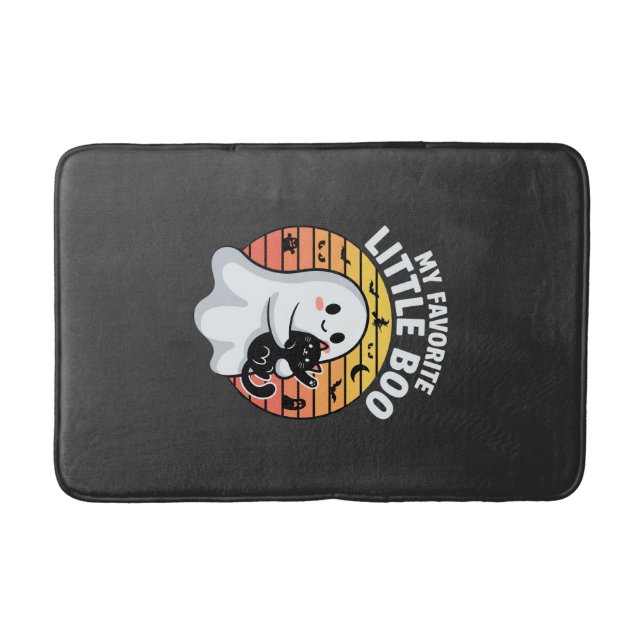 Halloween Ghost Little Boo Cat Bath Mat (Front)