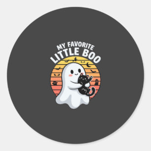 Halloween Ghost Little Boo Cat Classic Round Sticker