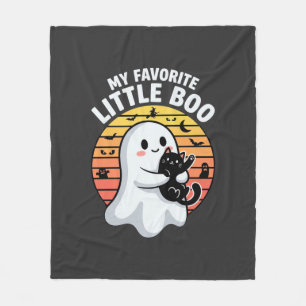Halloween Ghost Little Boo Cat Fleece Blanket