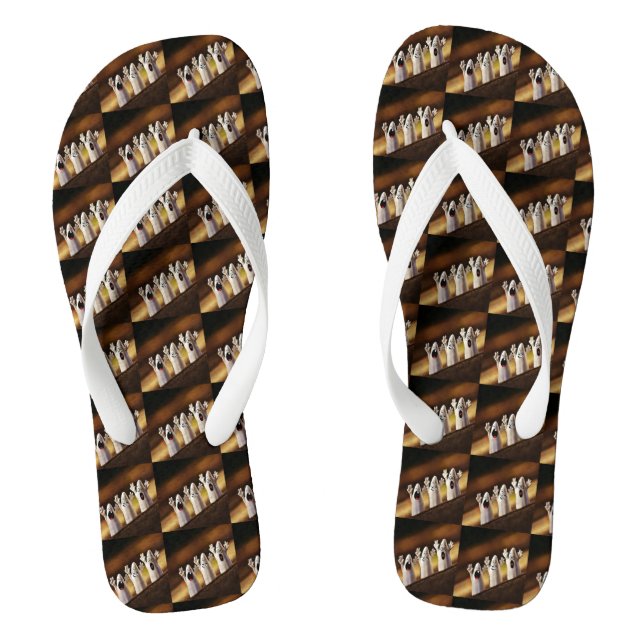 Halloween Ghost Mood Design Flip Flops (Footbed)