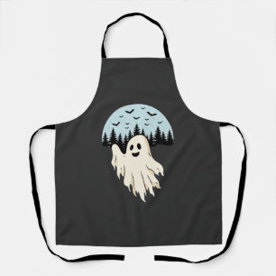 Halloween Ghost Moon Forest Design_1 Apron